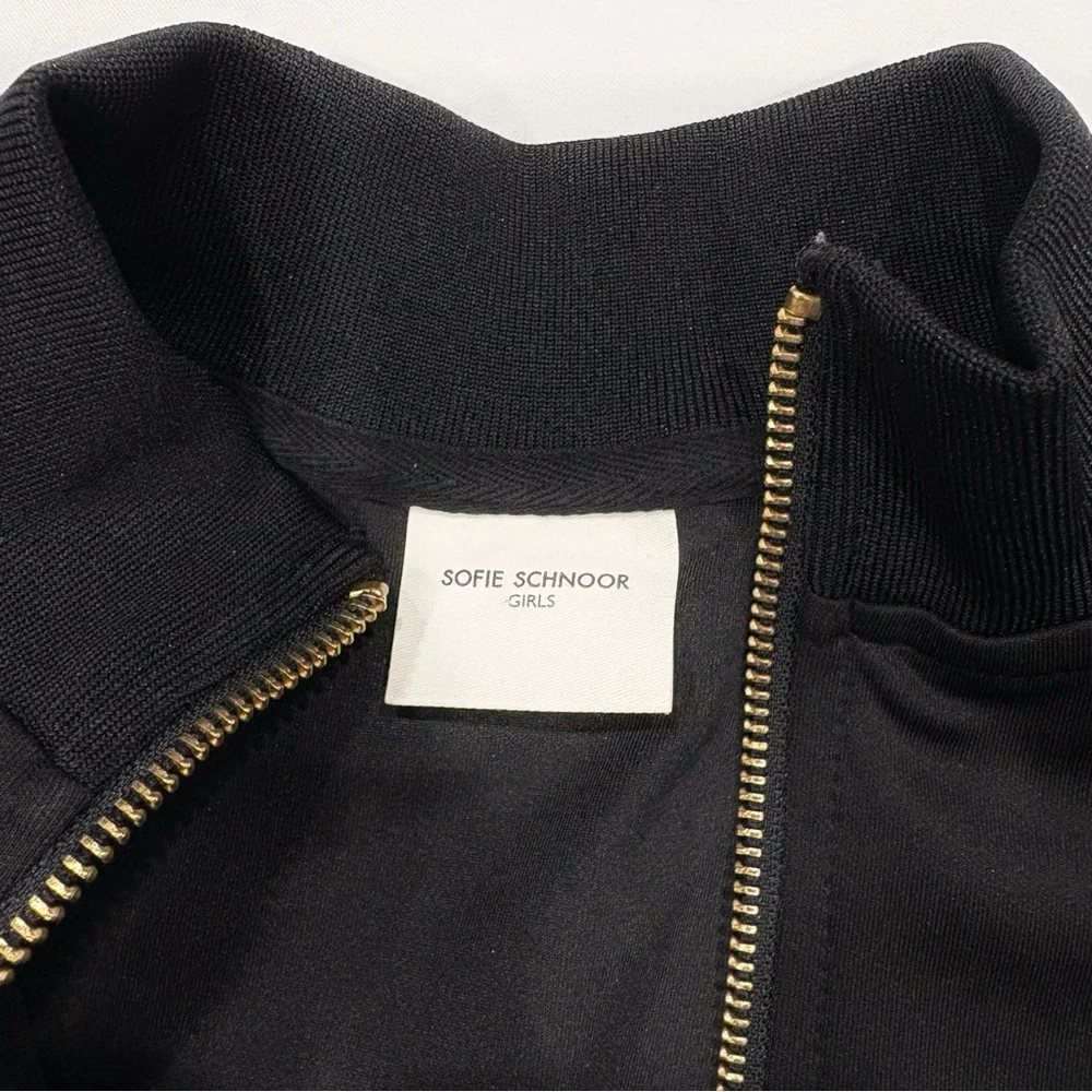 Sofie Schnoor Girls Black Puff Shoulder Zip Jacket Size 10Y 140cm Designer